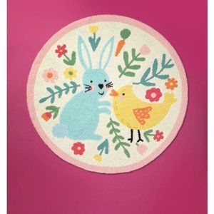 3ft Round Bunny And Bird Patterned Accent Rug